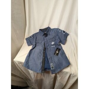 beverly hills polo club 4t Denim Button Up Shirt New With Tags Boys Kids Pocket